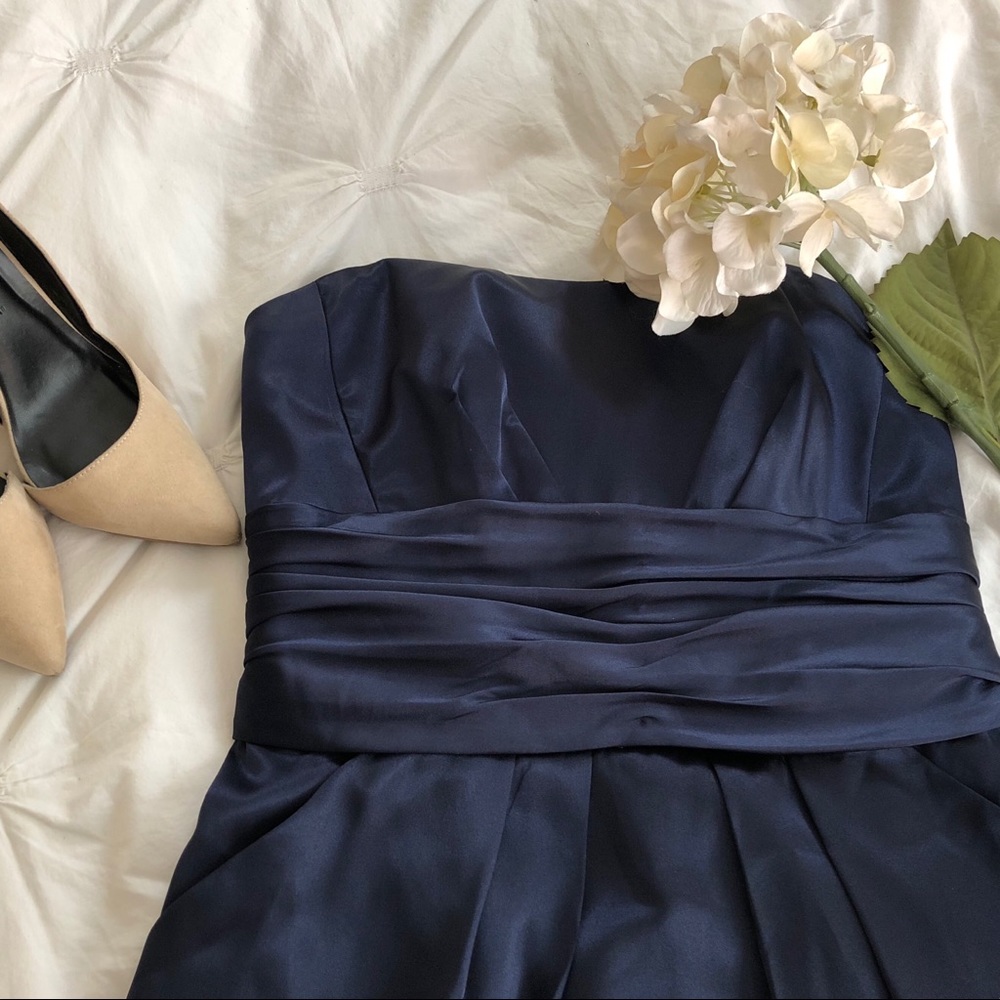 {David’s Bridal} Navy Short Bridesmaid Dress